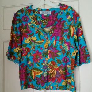 Norton McNaughton Blue Floral Blouse Size 14